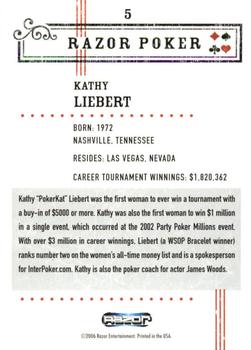 2006 Razor Poker #5 Kathy Liebert Back